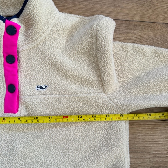 Vineyard Vines Girls Sherpa Fleece Pullover Size 10/12 Quarter Snap Whale Logo - Picture 8 of 10